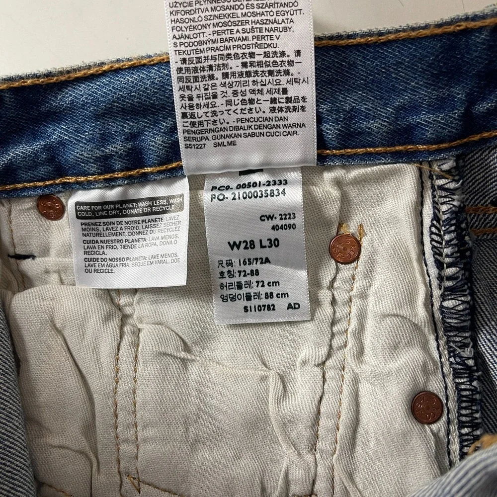 Levis 501 Jeans Mens 28x30 Blue Original Button Fly Medium Wash Denim Grunge 90s